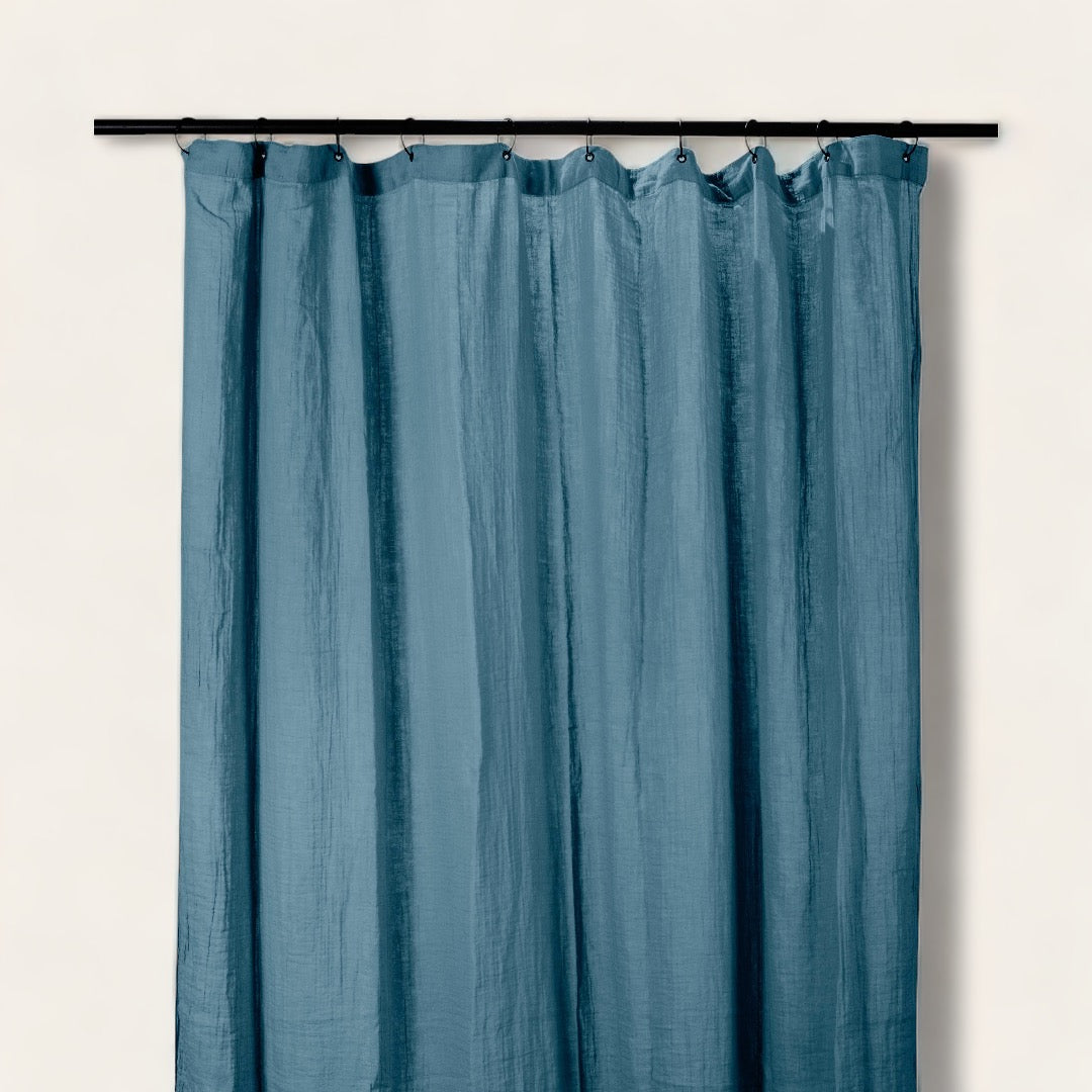 RIDEAU GAZE DE COTON - Bleu stone