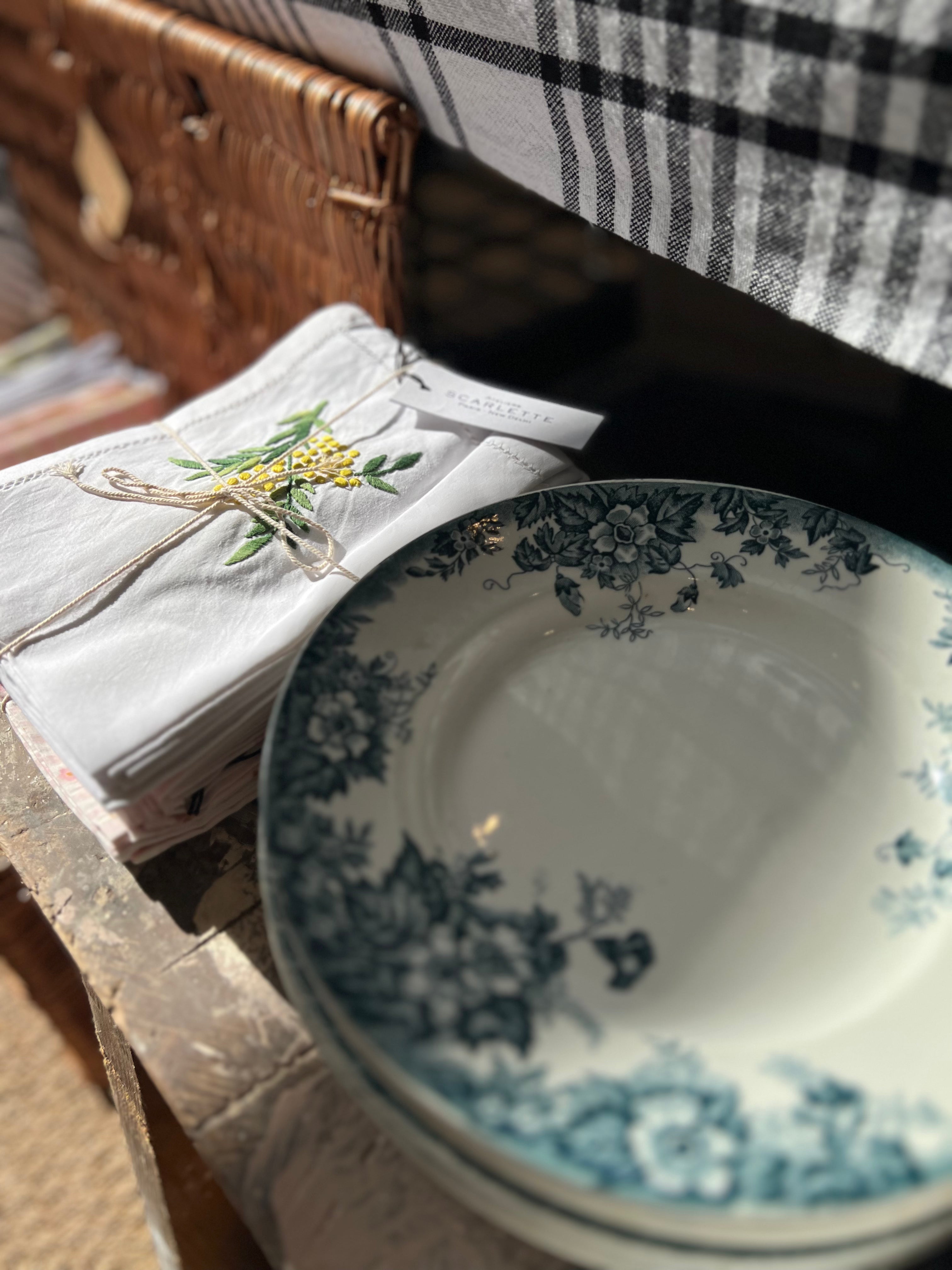 SERVIETTE DE TABLE COTON BRODÉ - Mimosa