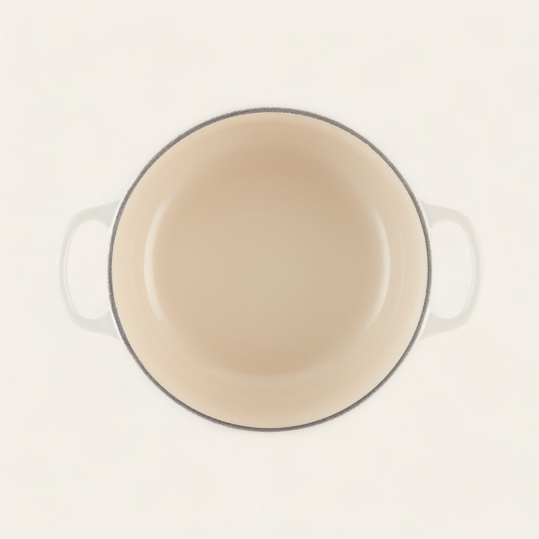 PETITE COCOTTE RONDE 20CM FONTE ÉMAILLÉE - Meringue