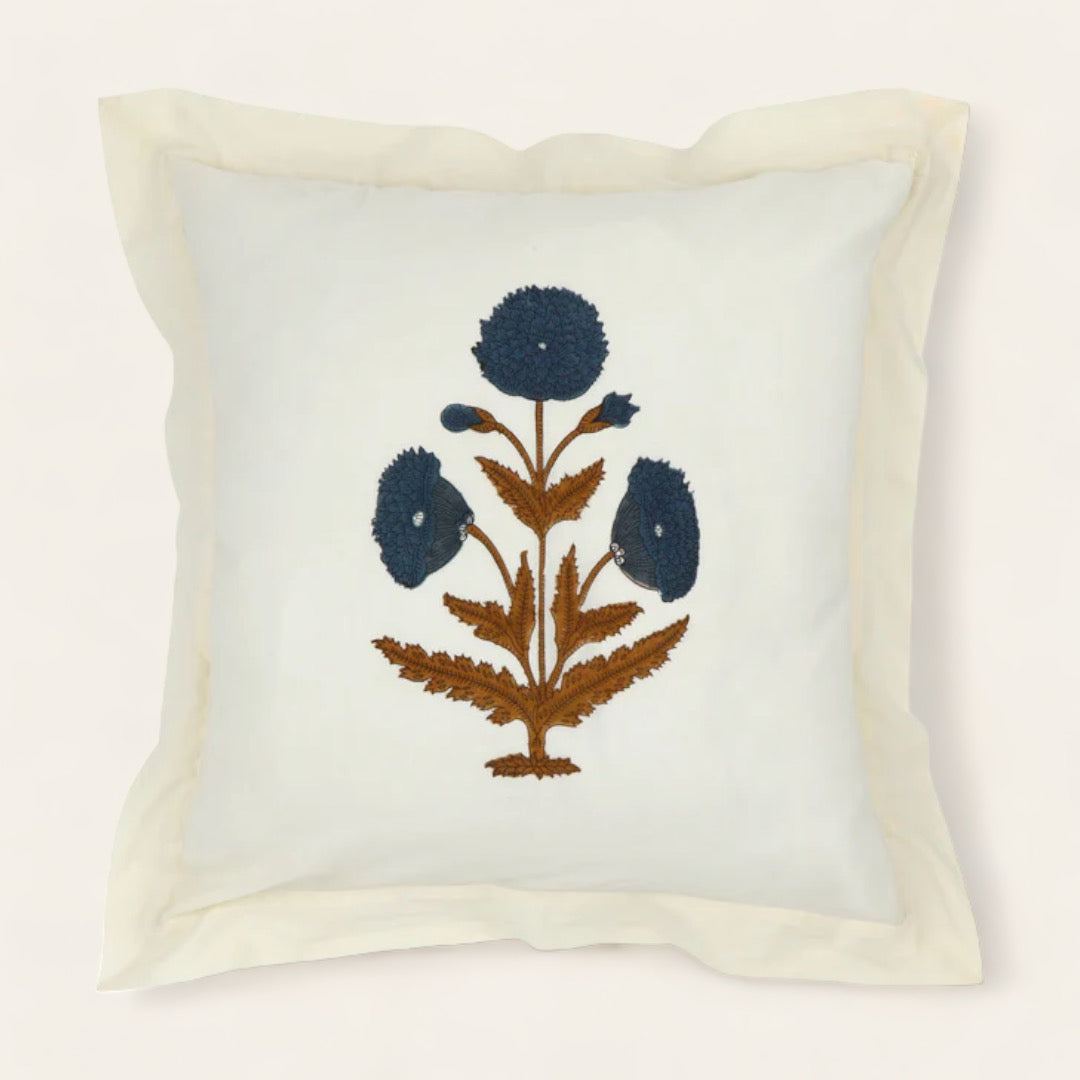 TAIE D'OREILLER EN COTON IMPRIMÉ - Poppy blue