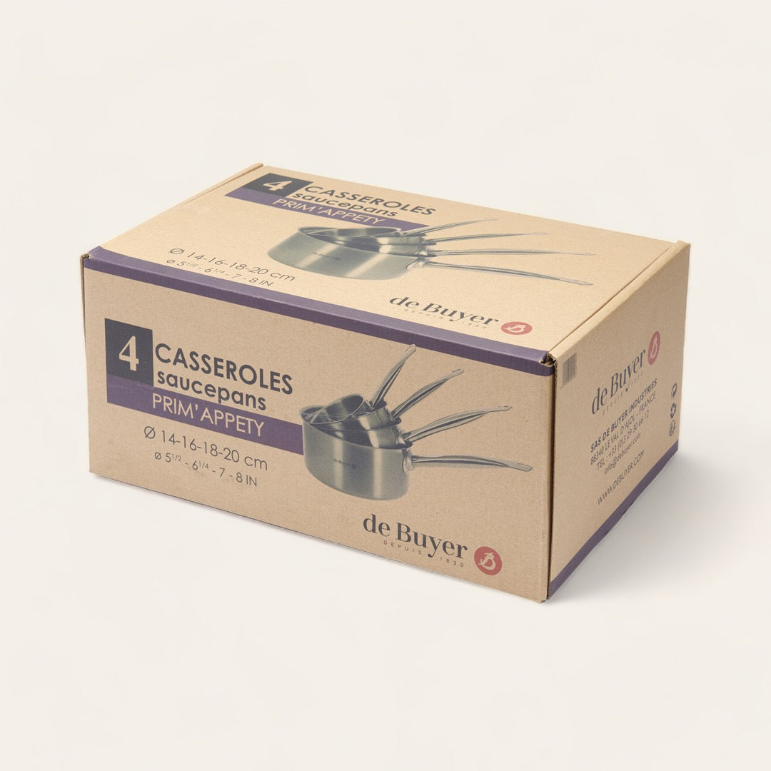 BATTERIE DE 4 CASSEROLES INOX - Prim'Appety