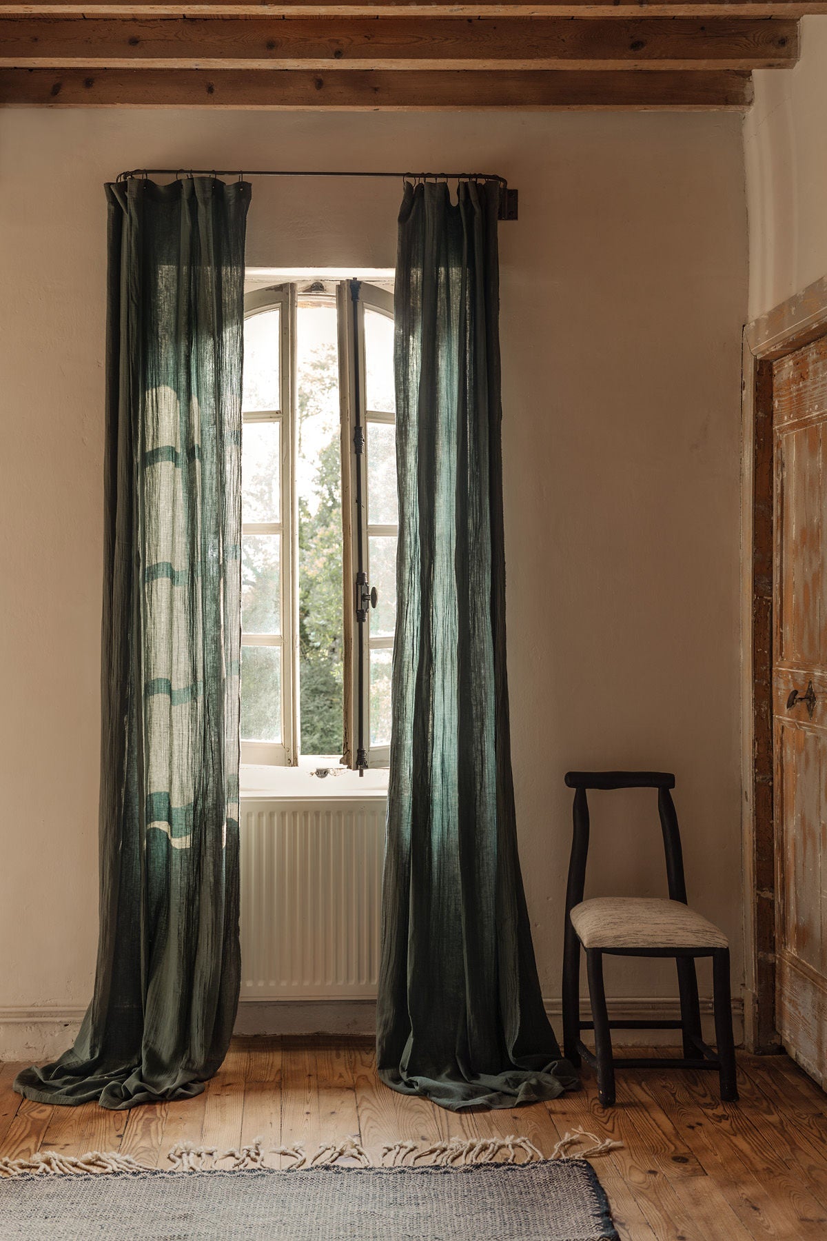 RIDEAU GAZE DE COTON - Kaki