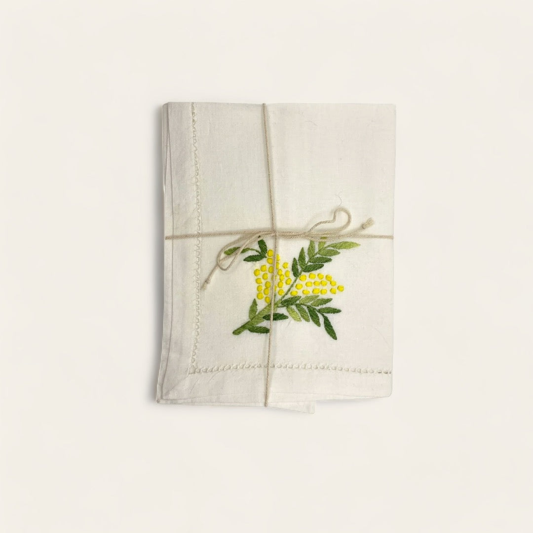 SERVIETTE DE TABLE COTON BRODÉ - Mimosa