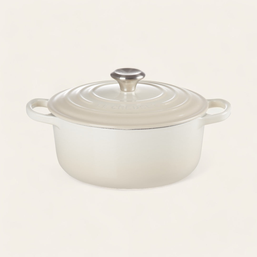PETITE COCOTTE RONDE 20CM FONTE ÉMAILLÉE - Meringue