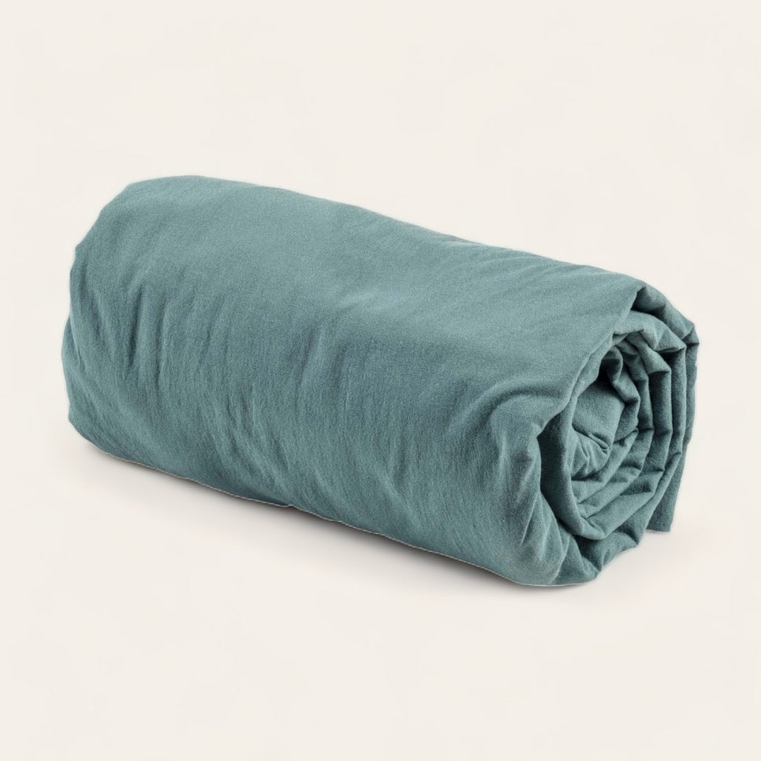 DRAP HOUSSE PERCALE DE COTON BIO - Celeste
