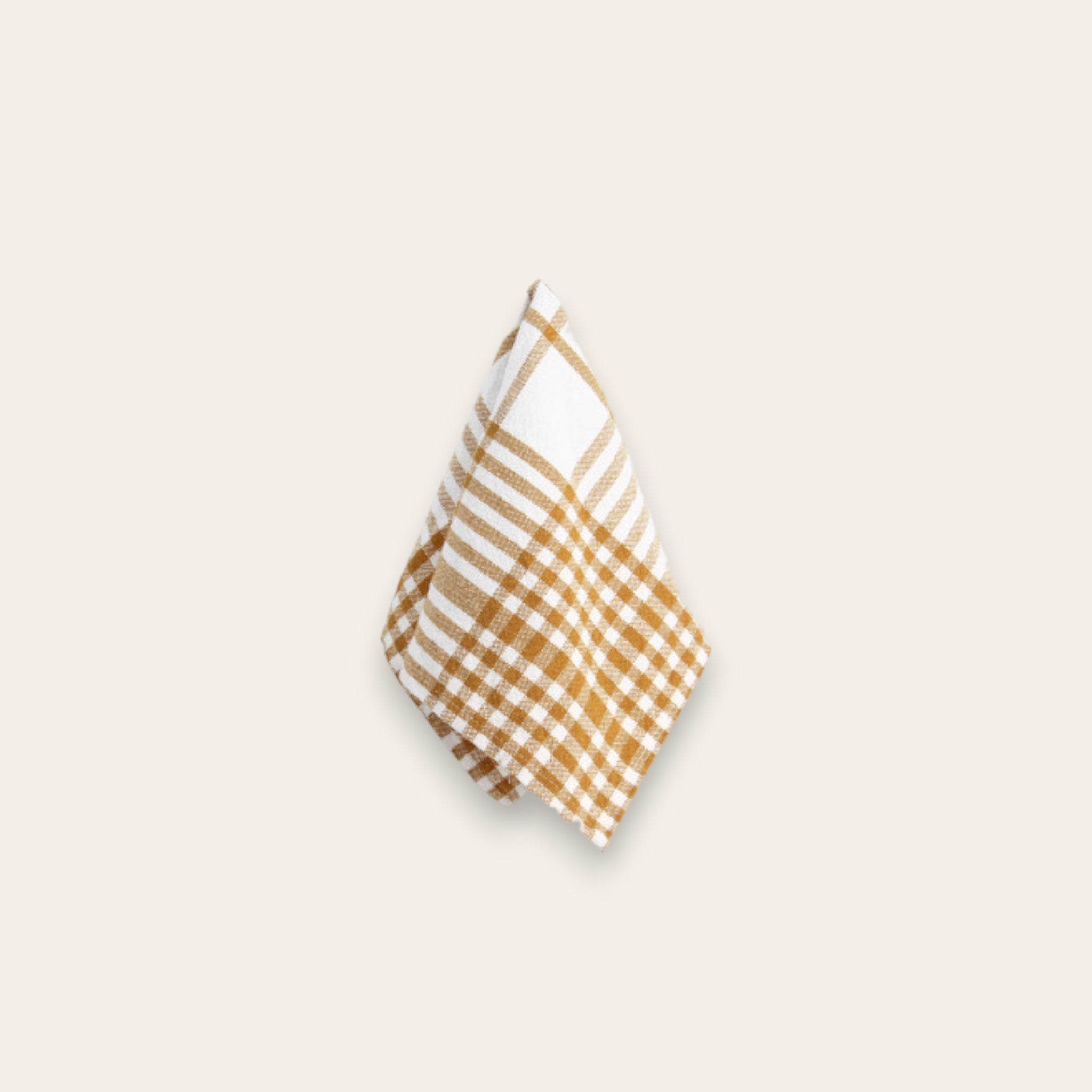 SERVIETTE DE TABLE À CARREAUX EN COTON - Ocre