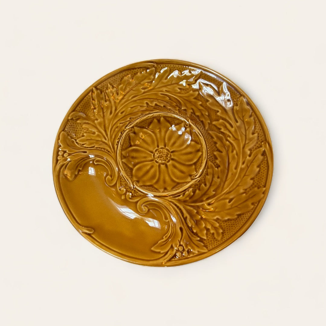 ASSIETTE À ARTICHAUT VINTAGE - Ocre